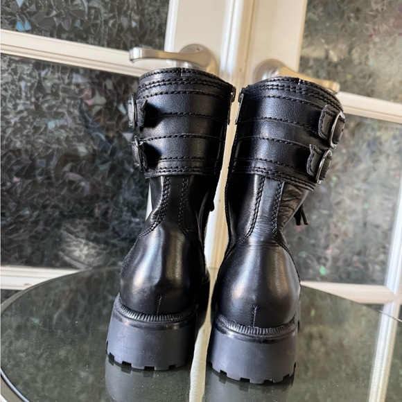 Mango Black Leather Combat Boots EU 37 - Picture 5 of 7